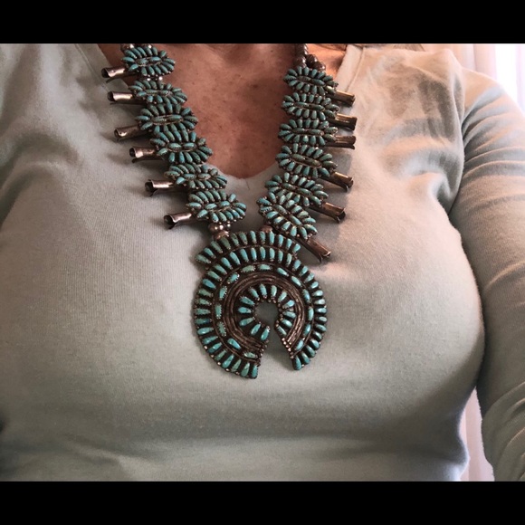 Stunning vintage Zuni squash blossom necklace 🔥 - Picture 6 of 7